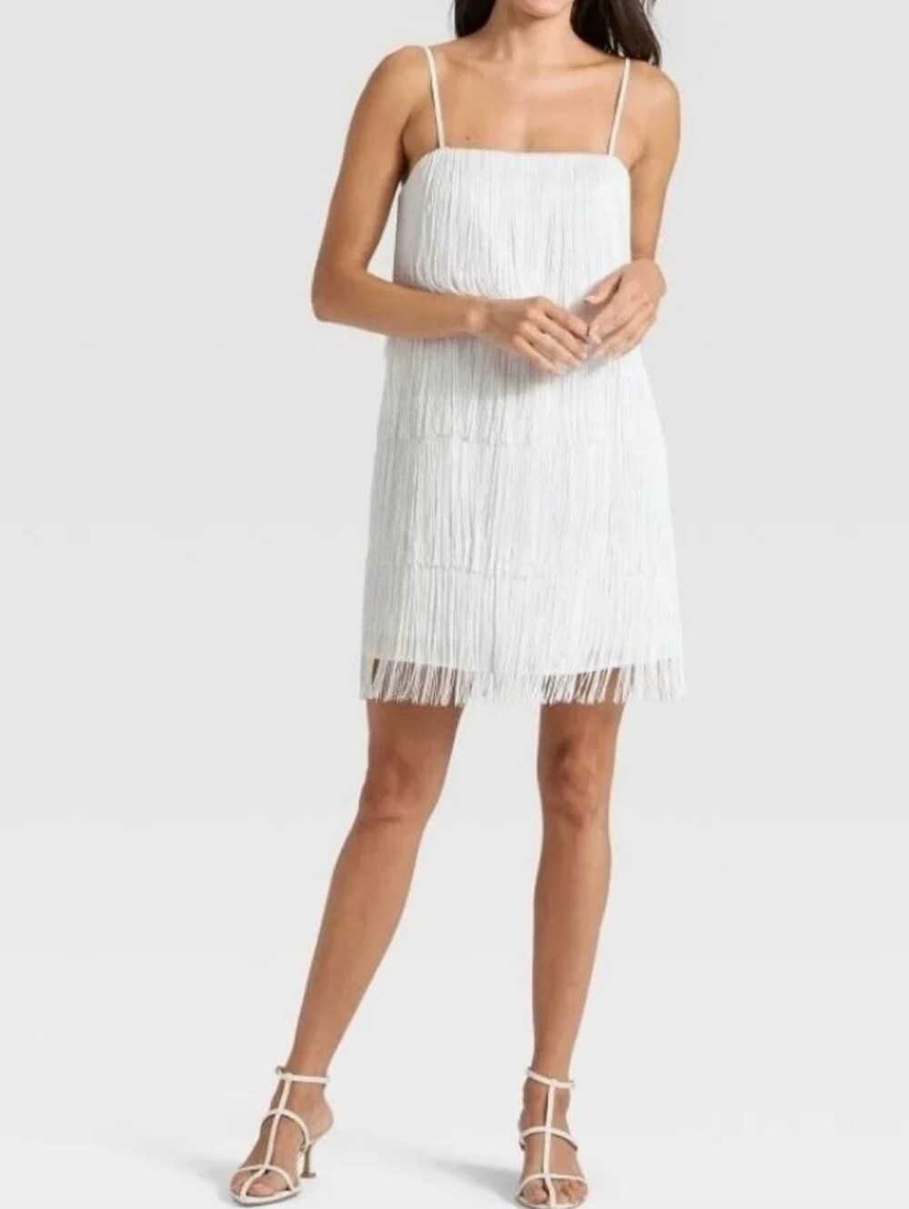 A New Day White Fringe Mini Dress NWT SIZE MEDIUM